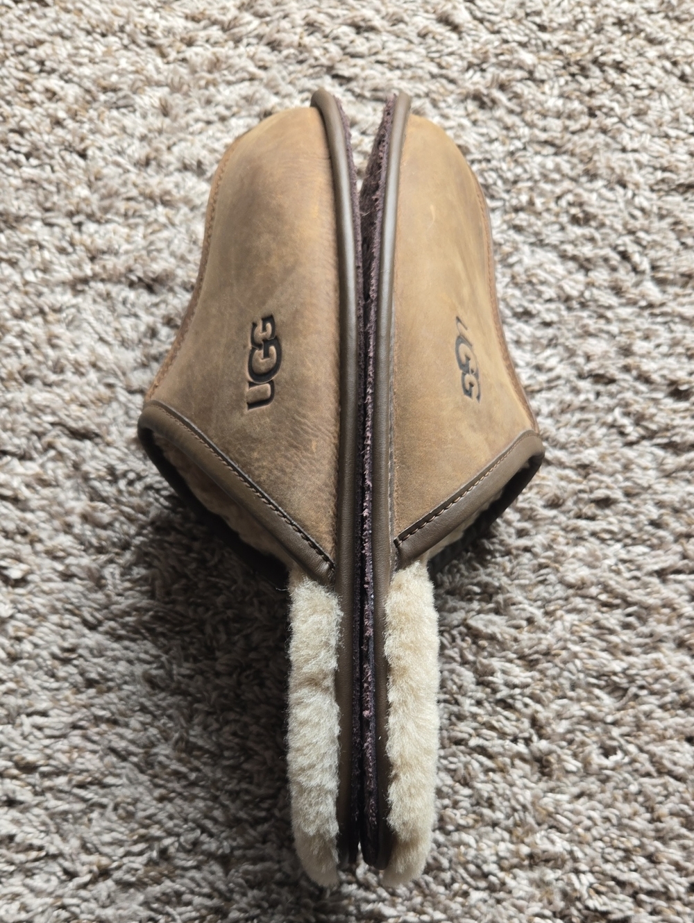 UGG Men's Brown Shearling-Lined Slippers - Picture 8 of 9